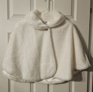 Nina Leonard White Faux Fur Cape